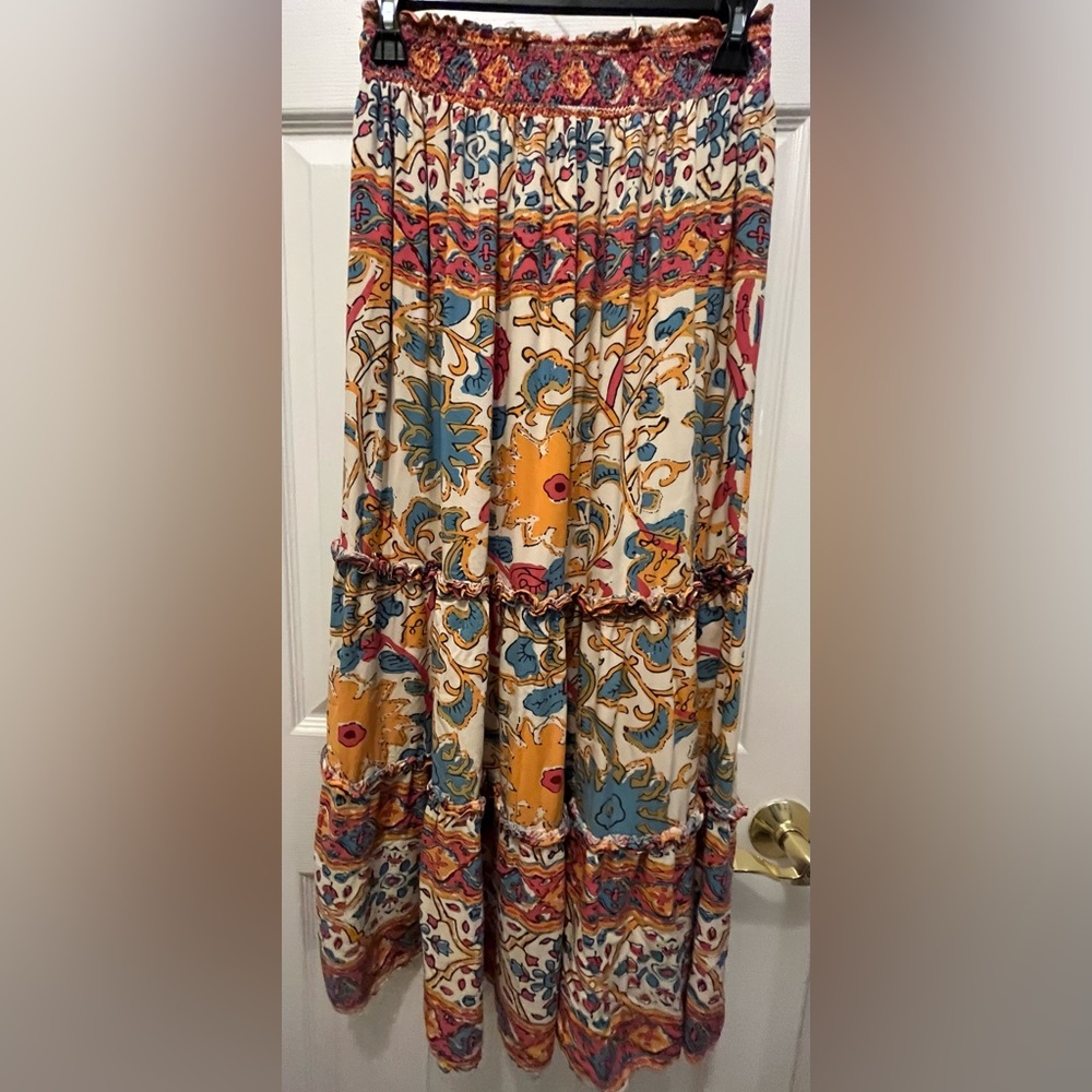 NWT Rachel Zoe Floral Multi color Ruffle Crop Top and Midi Tiered Skirt SET - Picture 11 of 14